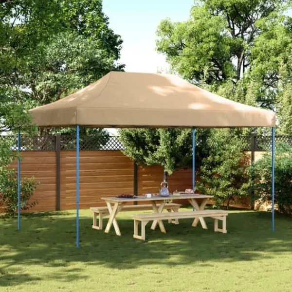 New Pop-Up hopfällbart partytält 440x292x315 cm | Färg: Beige | Perfekt för utomhusevent Tält & Lusthus
