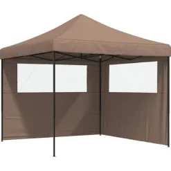 Discount Pop-Up hopfällbart partytält med 2 sidoväggar brun Tält & Lusthus