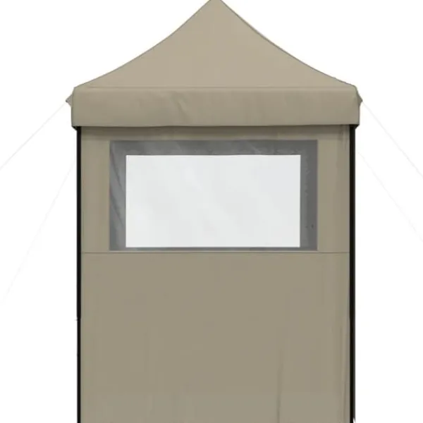 Pop-Up hopfällbart partytält med 4 sidoväggar | Färg: Taupe | Storlek: Rymlig för event