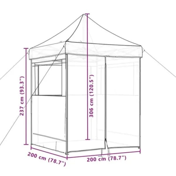 Pop-Up hopfällbart partytält med 4 sidoväggar | Färg: Taupe | Storlek: Rymlig för event