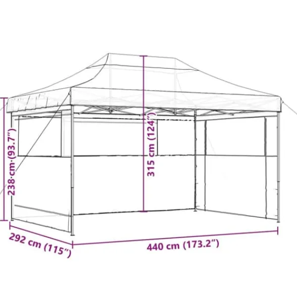 Outlet Pop-Up hopfällbart partytält med 3 sidoväggar - Utomhustält | Färg: Taupe | Storlek: Standard Tält & Lusthus