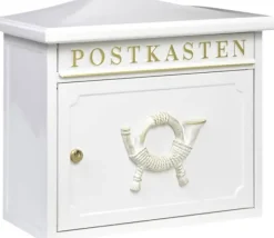 Postbox Burg Wächter SYLT 1883 W Stålplatta Vit Nyckellås