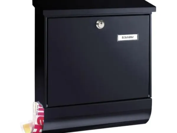 New Postbox Burg Wächter VARIO 8672 S Stålplatta Svart Nyckellås Postlådor & Brevlådor