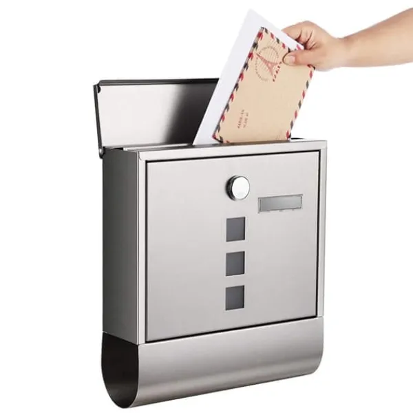 Postbox, väggmonterad brevlåda, kapslat lås med kopparkärna, tidningshållare, visningsfönster och namnskylt, enkel att installera, silver