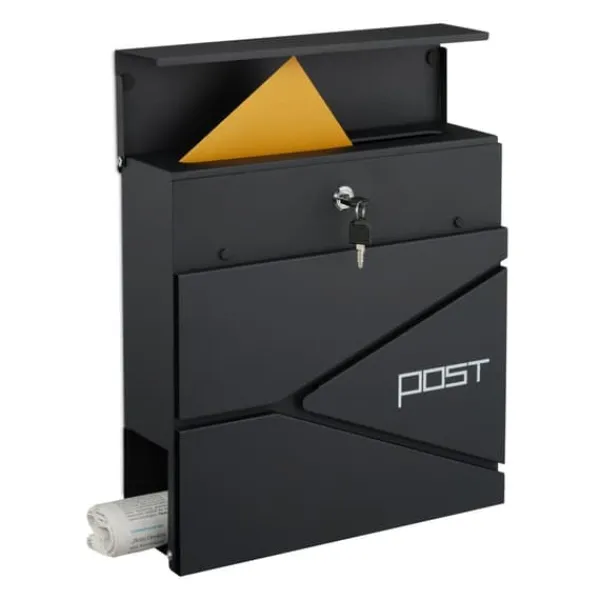Outlet Postlåda med tidningsfack, 38x37x12 cm, Metall Postlådor & Brevlådor