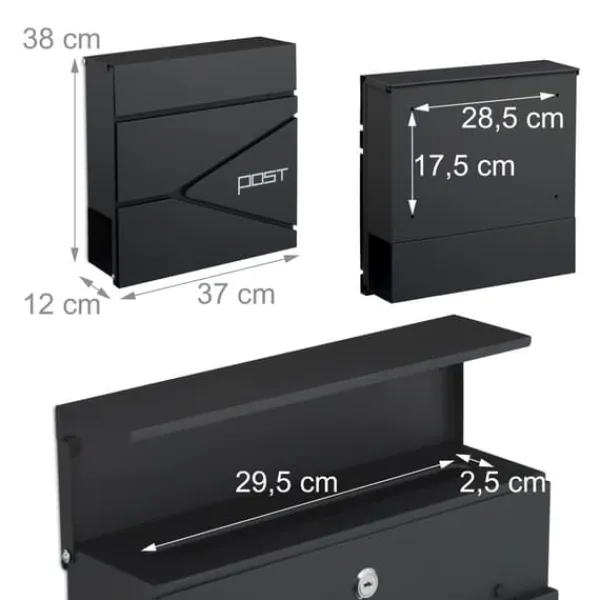 Outlet Postlåda med tidningsfack, 38x37x12 cm, Metall Postlådor & Brevlådor