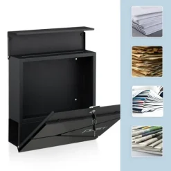 Outlet Postlåda med tidningsfack, 38x37x12 cm, Metall Postlådor & Brevlådor