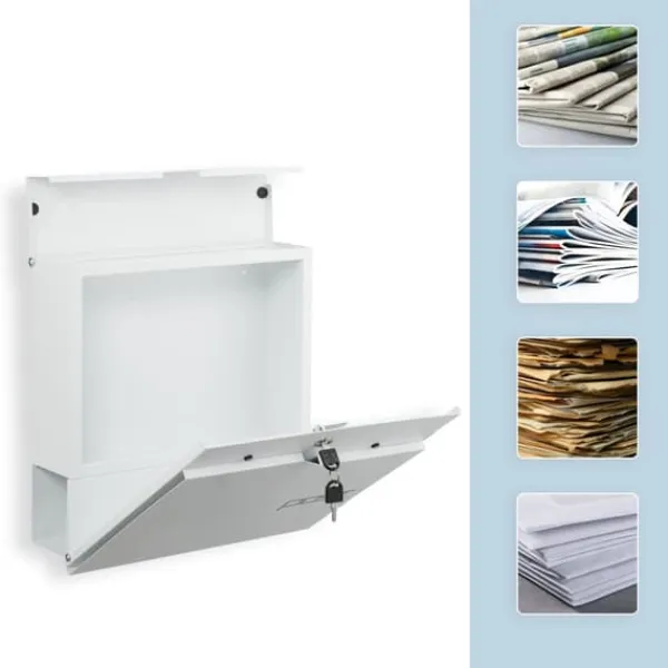 Clearance Postlåda med tidningshållare, 38x37x12 cm, Metall Postlådor & Brevlådor