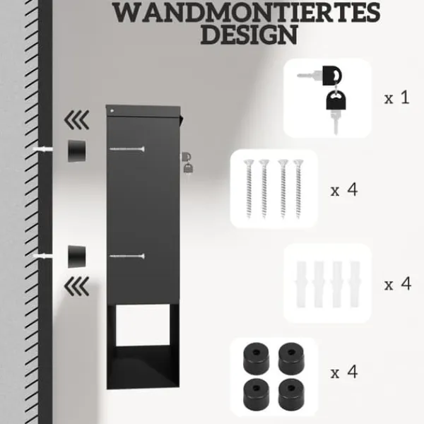 Outlet Postlåda, 30x8,5x32,5 cm, Mörkgrå Postlådor & Brevlådor