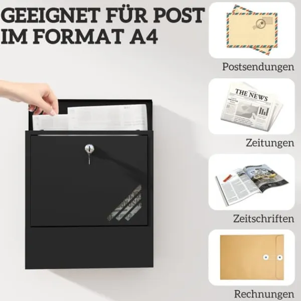 Outlet Postlåda, 30x8,5x32,5 cm, Mörkgrå Postlådor & Brevlådor