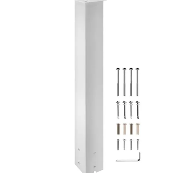 Postlådestolpe, 43" hög, vit pulverlackerad, Q235 stålstativ, ytmonterad för trottoar och gata, universal för utomhus.