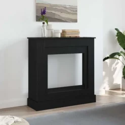 Hot Öppen spis infattning i svart ek med hylla – Dekorativ & lättskött | Storlek: 90x30x90 cm Öppna Spisar