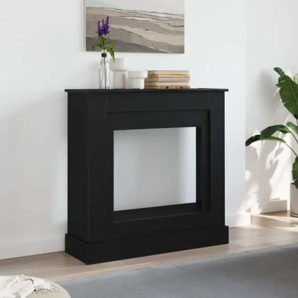 Outlet Öppen spis infattning svart ek 90x30x90 cm konstruerat trä Öppna Spisar