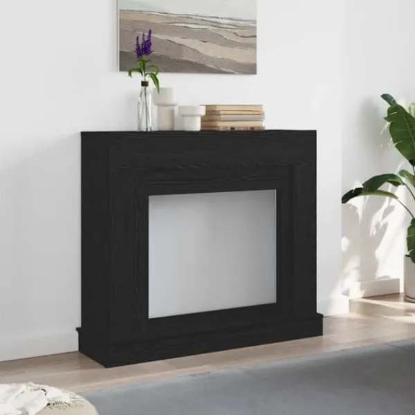 Outlet Öppen spis infattning svart ek 100x30x87,5 cm konstruerat trä Öppna Spisar