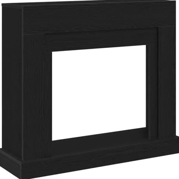Öppen spisinsats i svart ek - Dekorativ spiselkrans för LED-låga | Färg: Svart | Storlek: 100x30x87,5 cm