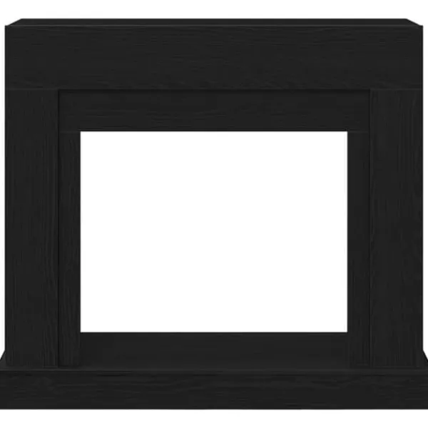 Öppen spisinsats i svart ek - Dekorativ spiselkrans för LED-låga | Färg: Svart | Storlek: 100x30x87,5 cm
