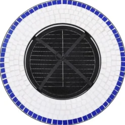 Öppna spisar - Living Eldfat med mosaikbord blå och vit 68 cm keramik Öppna Spisar