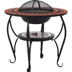 Best Öppna spisar - Living Eldfat med mosaikbord terrakotta och vit 68 cm keramik Öppna Spisar