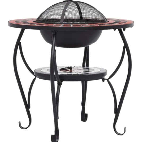 Best Öppna spisar - Living Eldfat med mosaikbord terrakotta och vit 68 cm keramik Öppna Spisar