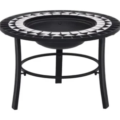 Sale Öppna spisar - Living Eldfat med mosaik svart och vit 68cm keramik Öppna Spisar