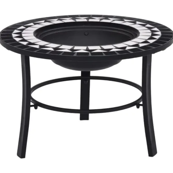 Sale Öppna spisar - Living Eldfat med mosaik svart och vit 68cm keramik Öppna Spisar
