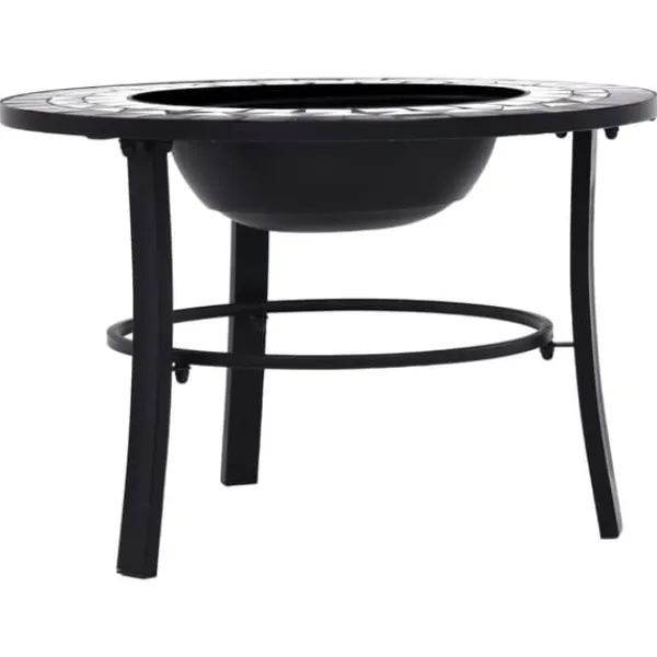 Sale Öppna spisar - Living Eldfat med mosaik svart och vit 68cm keramik Öppna Spisar