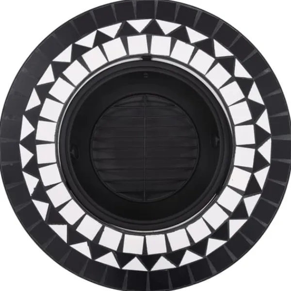 Sale Öppna spisar - Living Eldfat med mosaik svart och vit 68cm keramik Öppna Spisar