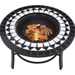 Sale Öppna spisar - Living Eldfat med mosaik svart och vit 68cm keramik Öppna Spisar