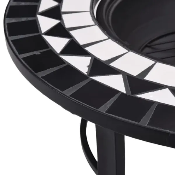 Sale Öppna spisar - Living Eldfat med mosaik svart och vit 68cm keramik Öppna Spisar