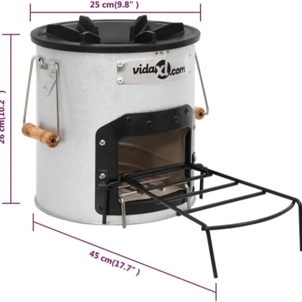 Discount Öppna spisar - Living Vedeldad campingspis silver 45x25x26 cm stål Öppna Spisar