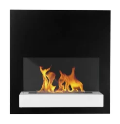 Discount Öppna spisar Bio-eldplats BOARD väggmonterad biokamin 45 cm x 47 cm x 16,5 cm med glas kan användas som skrivtavla svartvit ekologisk eldstad Öppna Spisar