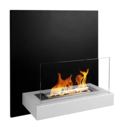 Discount Öppna spisar Bio-eldplats BOARD väggmonterad biokamin 45 cm x 47 cm x 16,5 cm med glas kan användas som skrivtavla svartvit ekologisk eldstad Öppna Spisar