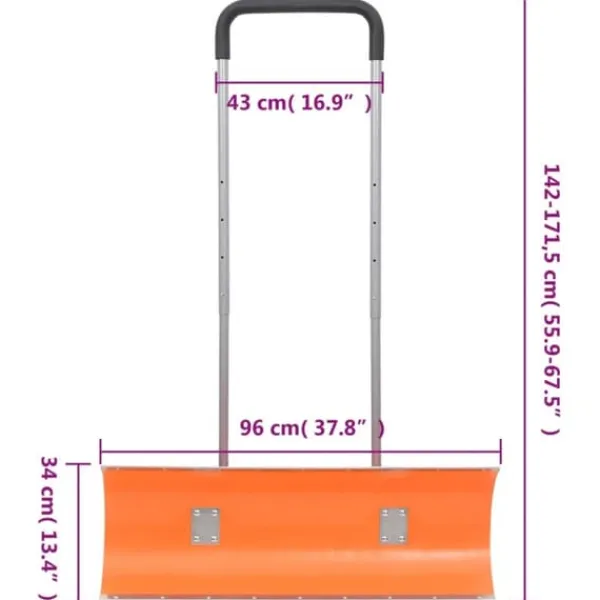 Outlet Praktisk snöskyffel med utdragbart handtag och vändbart blad | Färg: Orange | Storlek: 96 cm stålblad Snöborttagning