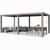 PRIMEYARD Pergola 3x6 m stolpar av aluminium med lamelltak av aluminium terrasstak grå