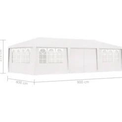 Professionellt partytält med väggar 4x9 m vit 90 g/m² - Partytält - Festtält - Home & Living Tält & Lusthus