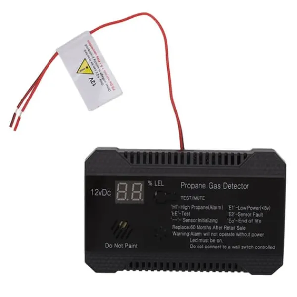 Propangasdetektor för husbil med högt 85dB larmljud - UL-certifierad sensor (svart)