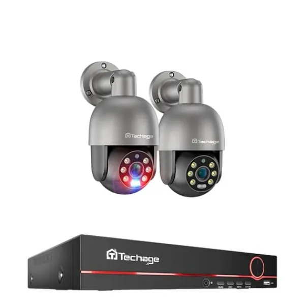 PTZ Säkerhetskamerasystem, AI-människodetektering, tvåvägsljud,Ingen, 8CH NVR 2 st Kamera 8MP