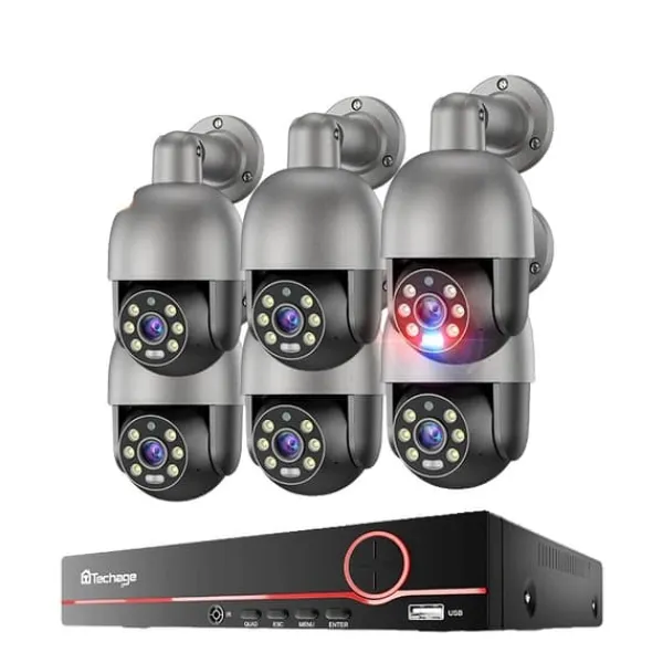 PTZ-kamerasystem, 8-kanal, fullfärgs nattseende,2T, 8CH NVR 6 Kamera 5MP