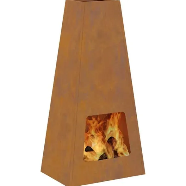 Pyramidformad eldstad i väderbeständigt stål - Perfekt för utomhusbruk | Storlek: 50x35x100 cm