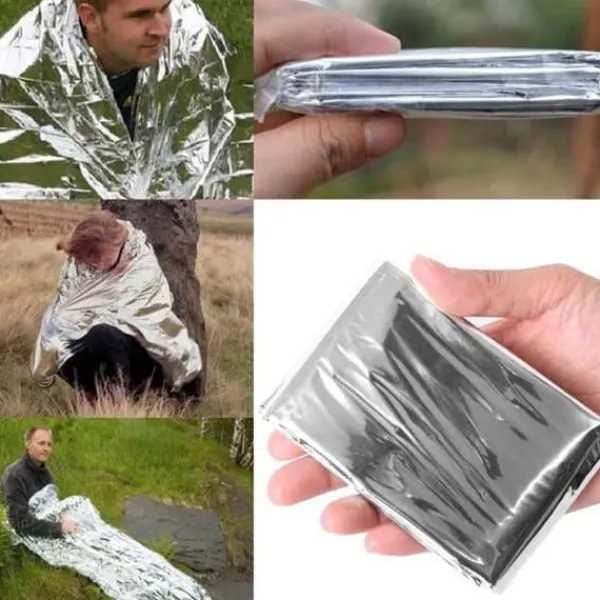 Online Räddningsfilt | Överlevnadsfilt | Nödfilt av Silverfolie mot Väder och Vind 160×210 cm Beredskapsplaner