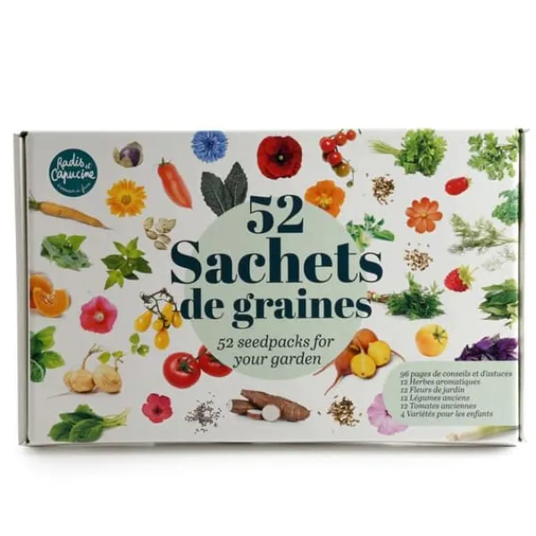 Rädisa och Nasturtium - Box med 52 paket frön att så