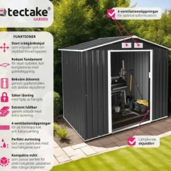 Online Redskapsbod med sadeltak - grå/vit Skjul, Garage & Carports