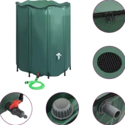 vidaXL Regntunna hopfällbar med kran 1000 L