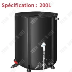 Regnvattenlagringstank - TECH DISCOUNT - 200L - PVC tre lager - Färdbar - Multifunktionell Regntunnor