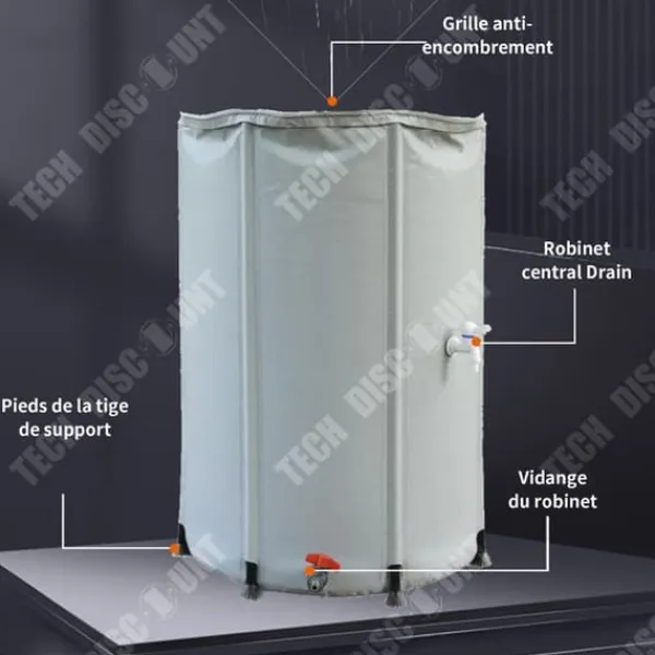 Regnvattenuppsamlare - TD - 750L - Fällbar - Slitstark - 100x98cm