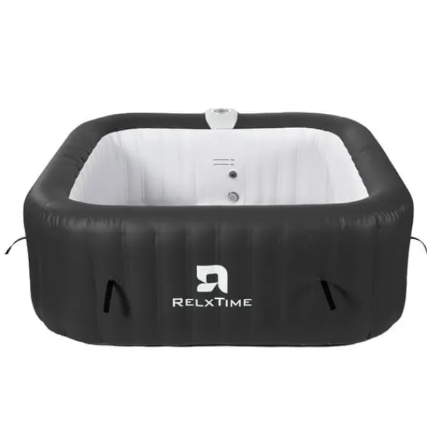 Online Rektangulär 6-personers bubbelpool - RELXTIME - 130 jetstrålar - Svart - Filter och överdrag ingår Spa & Utomhusbad