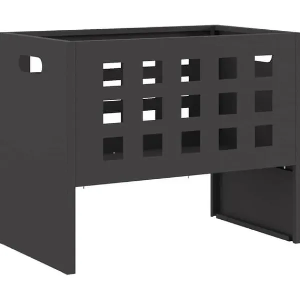 Online Rektangulär utomhuseldstad i svart stål | Storlek: 50x30x40 cm Öppna Spisar