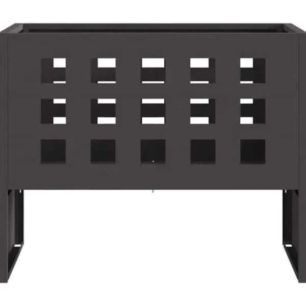 Online Rektangulär utomhuseldstad i svart stål | Storlek: 50x30x40 cm Öppna Spisar