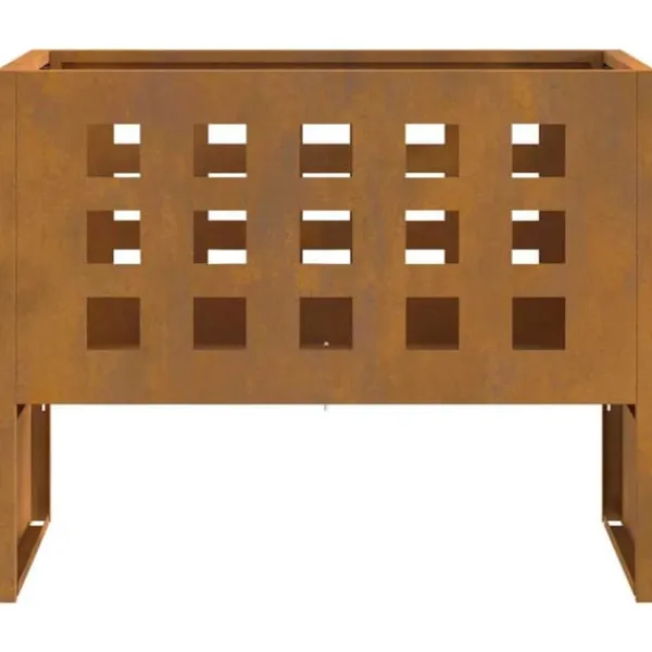 New Rektangulär vedeldad eldstad i Corten stål | Storlek: 50x30x40 cm | Färg: Brun Vedeldade Kaminer