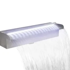 vidaXL Rektangulärt Vattenfall Poolfontän med LEDs i rostfritt stål 45 cm